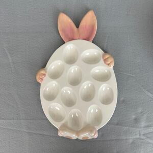 Bunny Deviled Egg Platter - Easter - LTD Commodities LLC - white - bunny ears